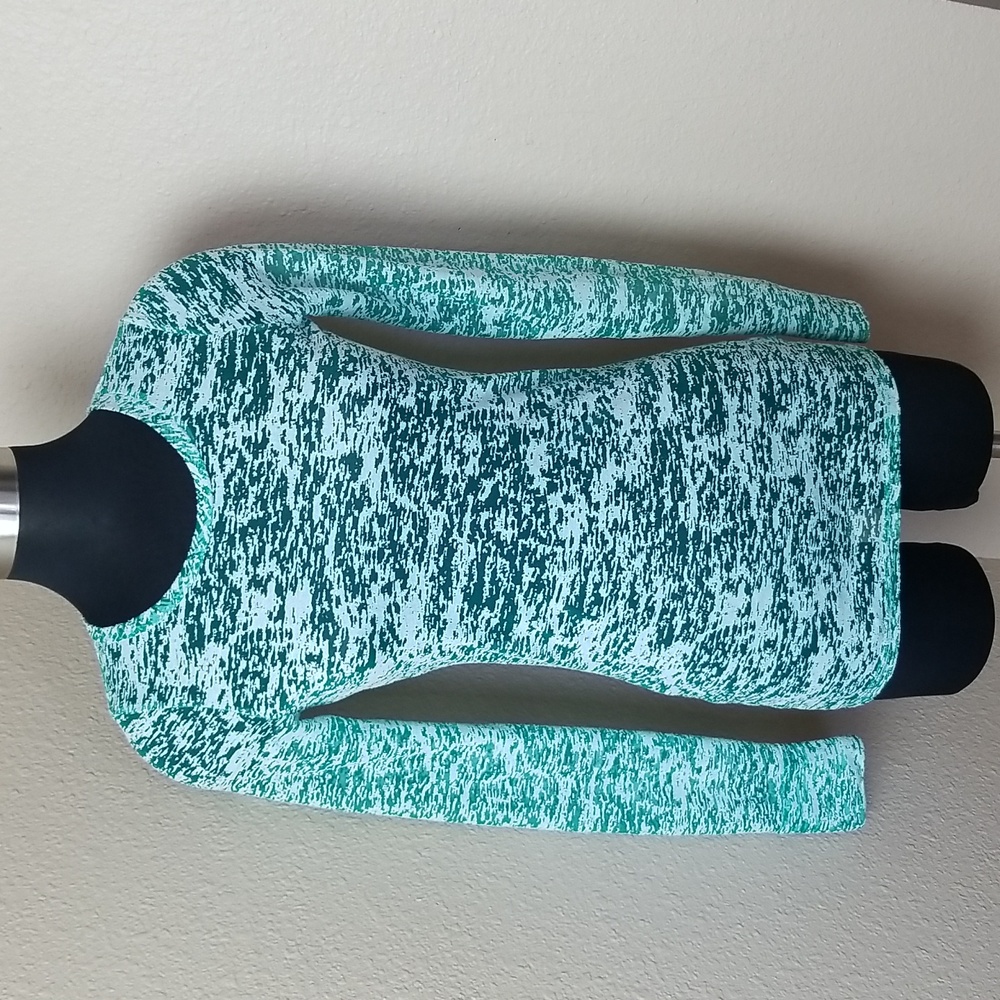 BKE Green Print Semi Sheer Top